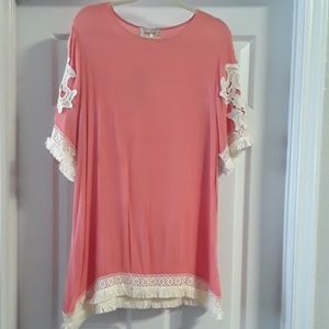 Fancy ruffles with fringe salmon color